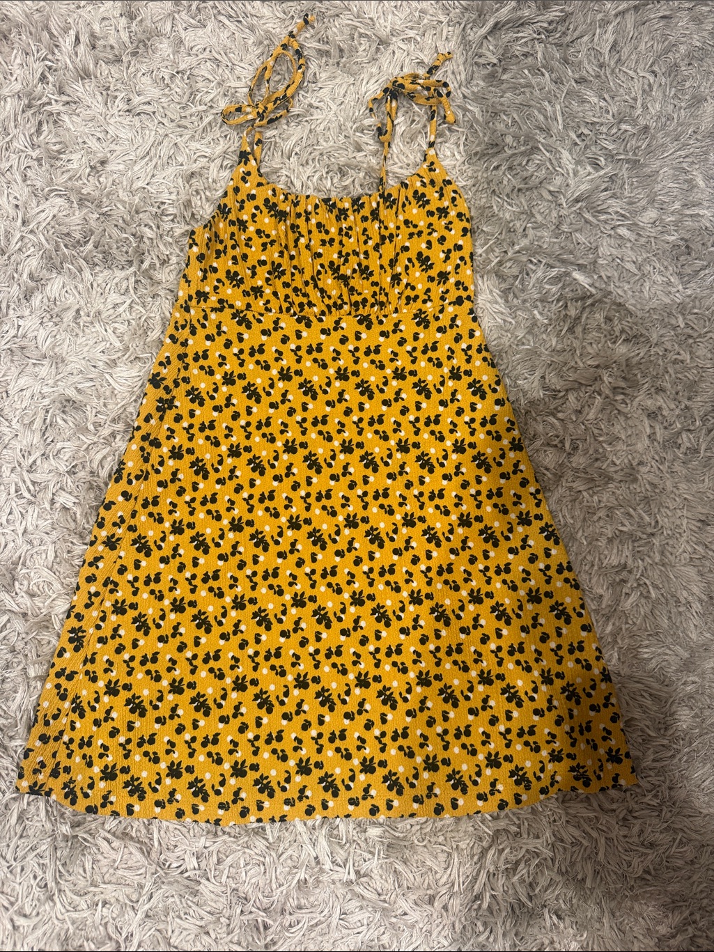 Yellow Floral Tie-Shoulder Summer Dress